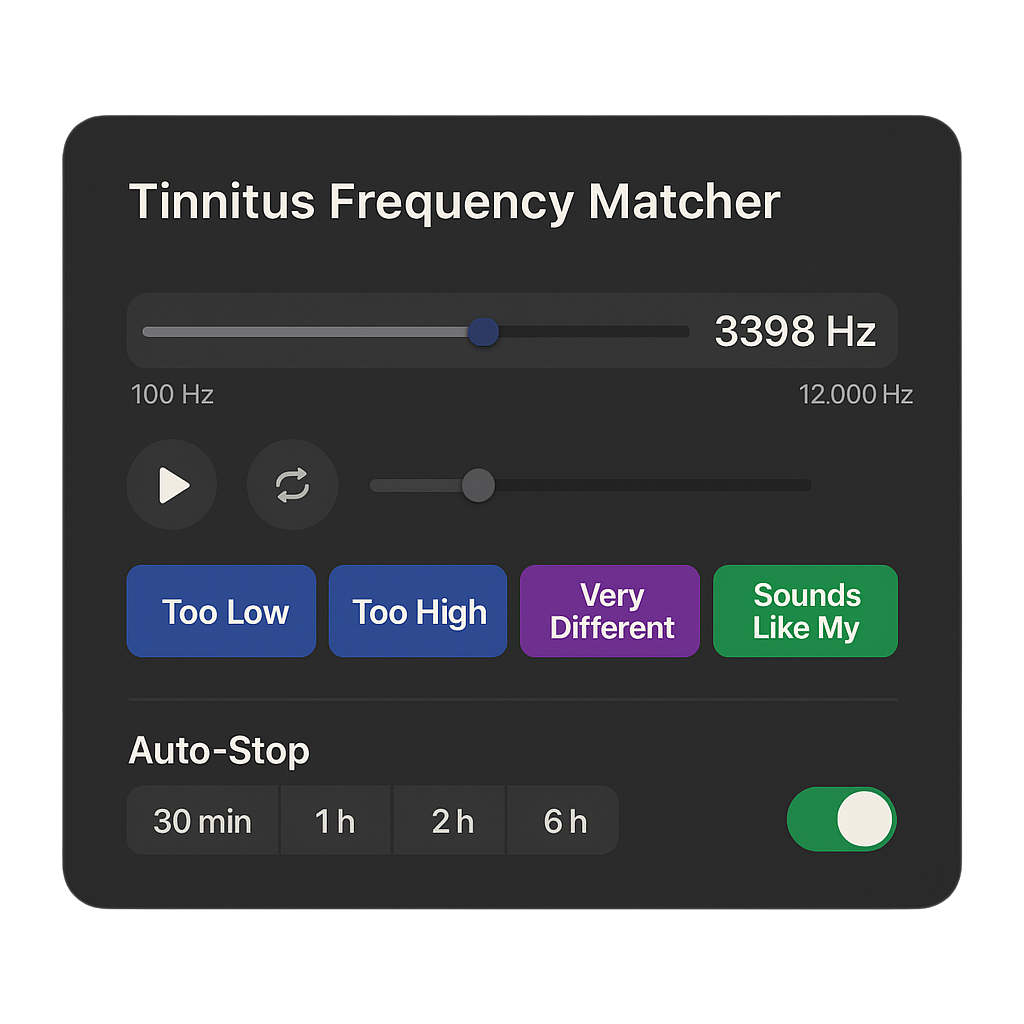 Tinnitus Frequency Matcher UI Mockup